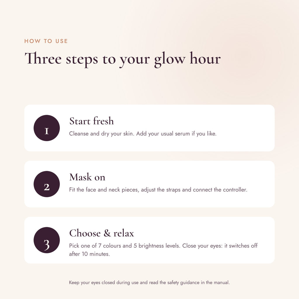 How to use the Lumhour LED mask in three steps