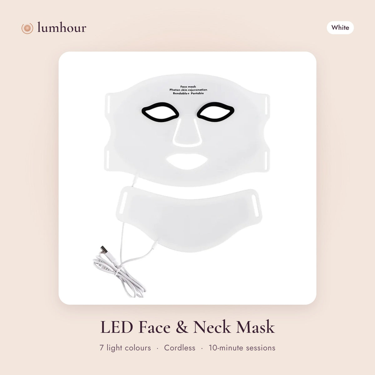 Lumhour LED face and neck mask in white