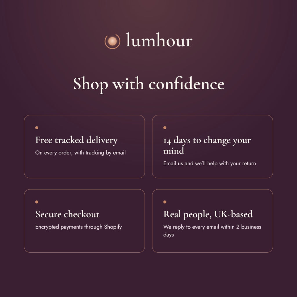 Free tracked delivery, 14-day returns and secure checkout at Lumhour